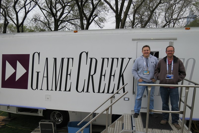 Game Creek Video EIC George Bailey (right) and his team provided NFL Network with Glory and Pride trucks. 