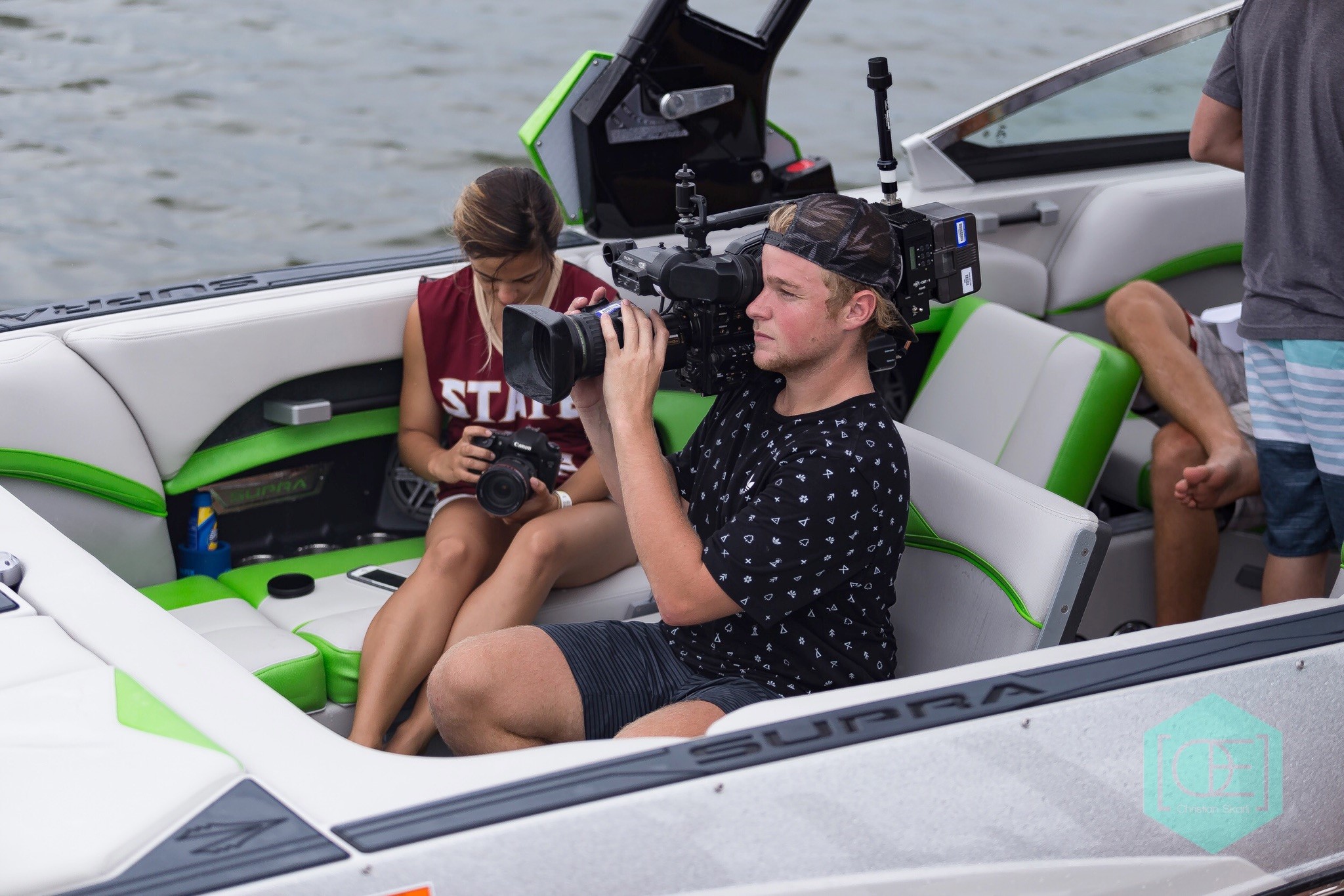 The highlight of Get Funky's live production of the Wakeboard Collegiate Nationals was a wireless camera on board the main boat pulling the competitors.