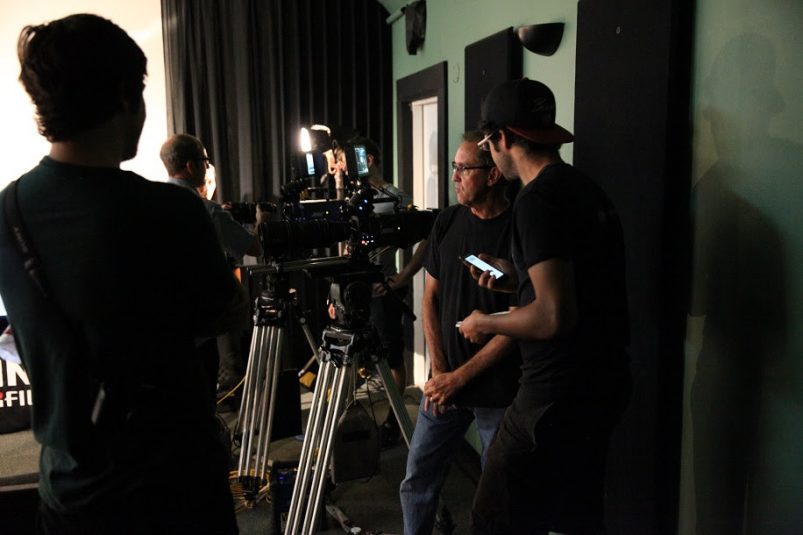 Cinematographer Ian Ellis (with arms crossed, closest to camera) during "FUJINON Day" in Austin.
