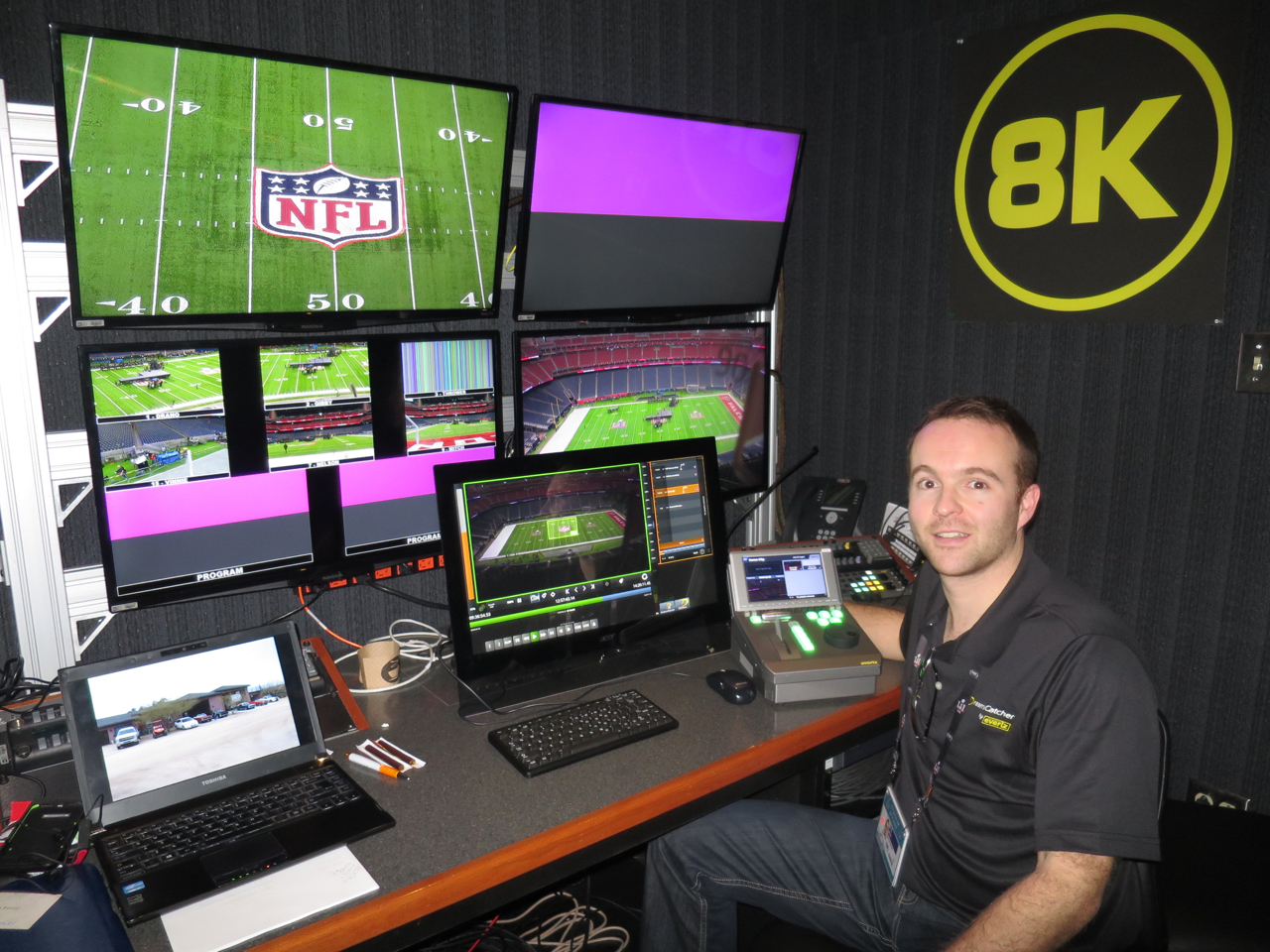 Darryl Wallace, Evertz, Dreamcatcher technical project manager, at the controls of the new 8K replay system.