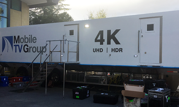Mobile TV Group’s 39 Flex truck is being used for Fox Sports and DirecTV’s 4K production in Stanford, CA, tonight. 
