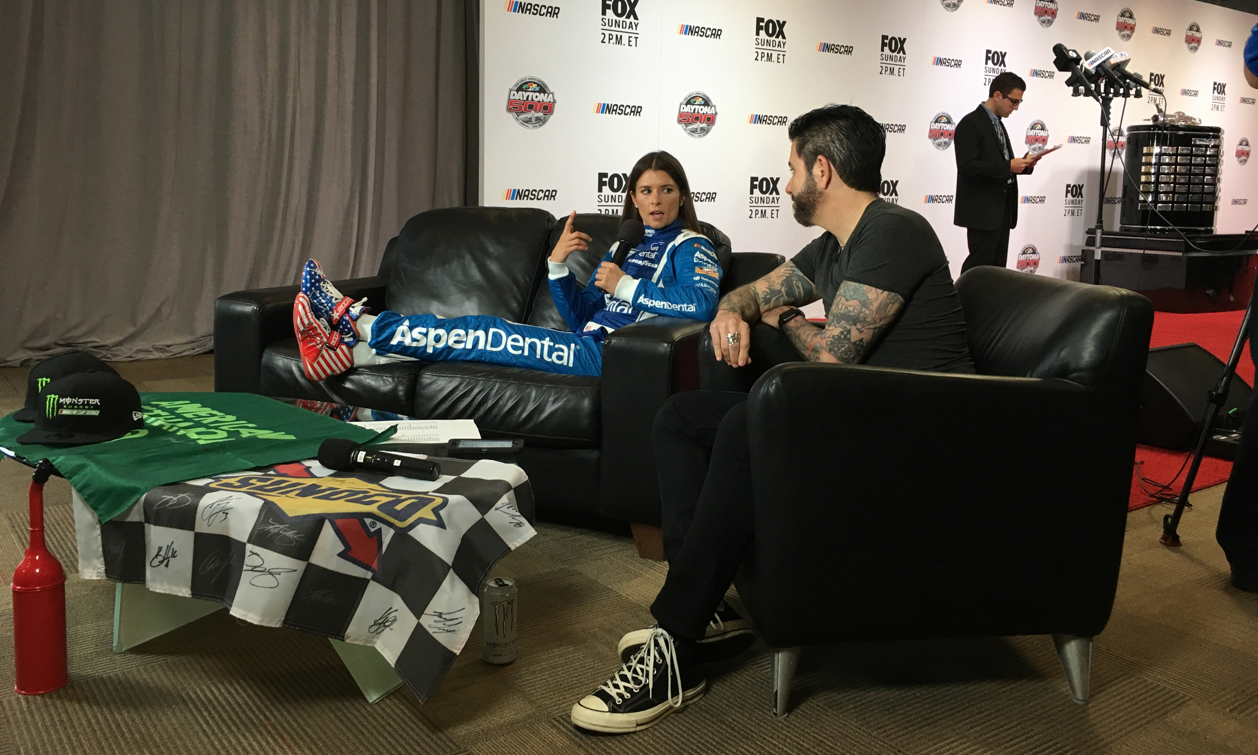 Danika Patrick (left) was one of more than 40 drivers that appeared on the Facebook Live shows that were streamed as a part of Daytona 500 Media Day.